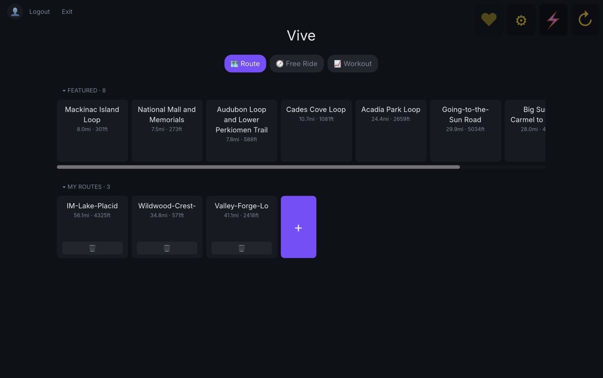 Choosing a route in Vive Velo